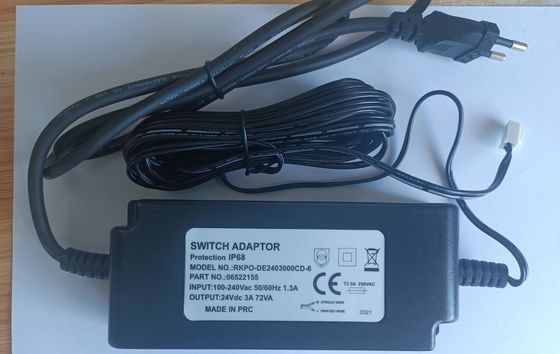 de waterdichte geleide transformator van 24Vdc 3a 72Watt IP68 voor elektronische tapkraan, AC 100-240Vac, met duidelijk Ce UL