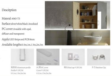 De geanodiseerde Gebeëindigde van het LEIDENE Uitdrijving Aluminiumprofiel voor de Muur van het Vloerkabinet, Heatsink